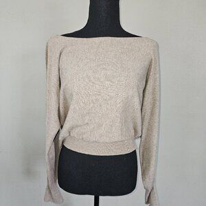 Dreamers By Debut Crop Sweater.Tan/Light Brown Size M
